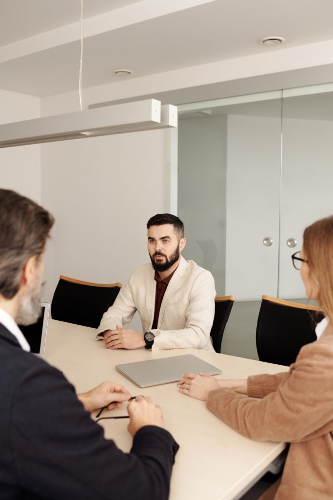 Candidate in an interview with 2 interviewers